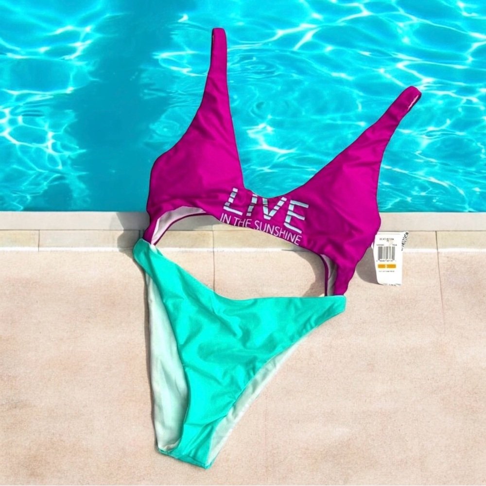 Beach Lingo Cut Out One Piece Swimsuit Size Small Monokini Live In The Sunshine